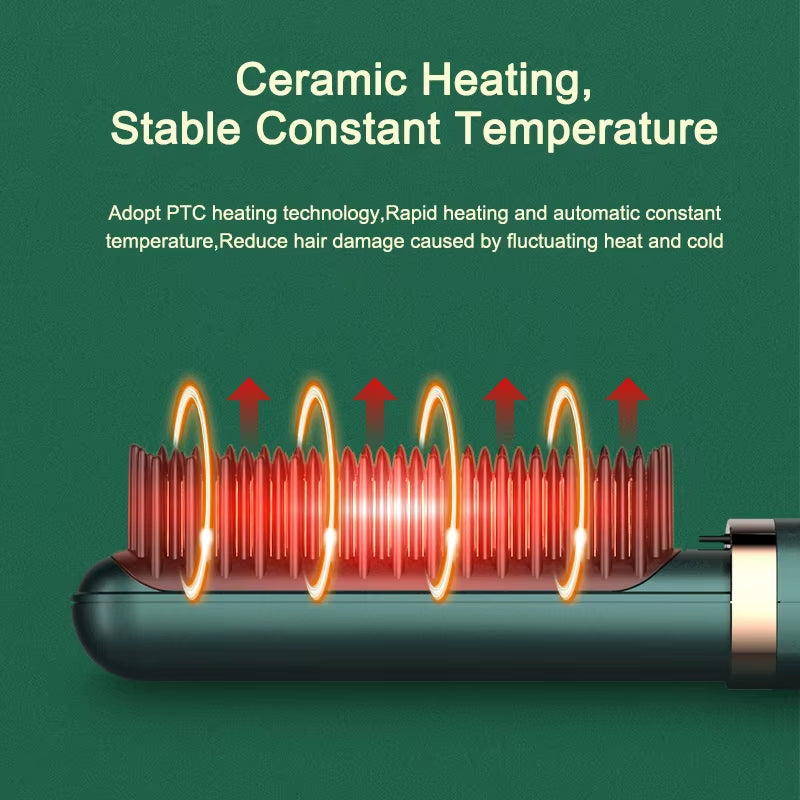 Mult-Ifunctional 2 in 1 Negative Ion Ceramic Electric Heat Brush Hair Straightener Hair Styling Tools Heating Comb