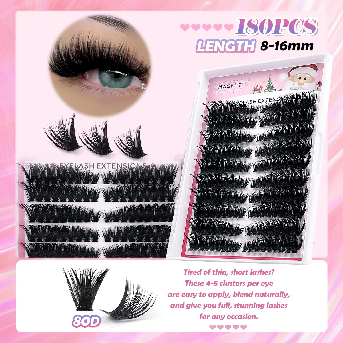 False Eyelashes Kit 782 Cluster Individual Eyelashes with Eyelashes Brushes Tweezers Gift Boxed for Beginner Friends Tool