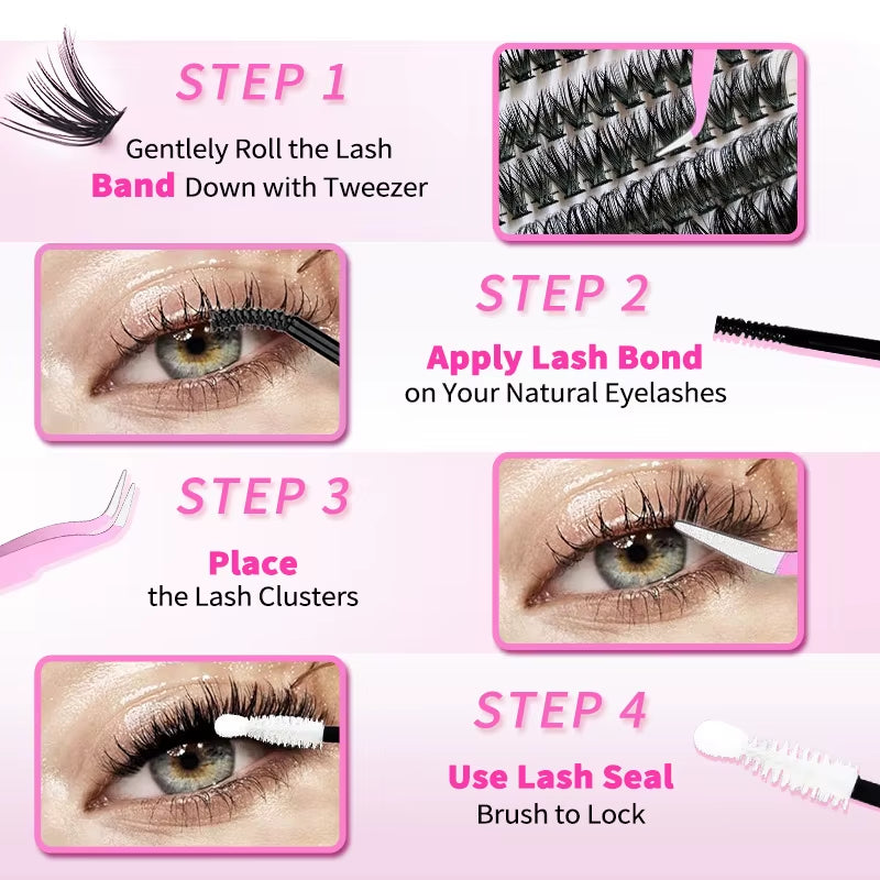 Lash Extension Kit Curl Eyelash Extension Cluster Lashes Individual Eyelashes Extension Eyelashes Makeup False Eyelashes 9-16Mm