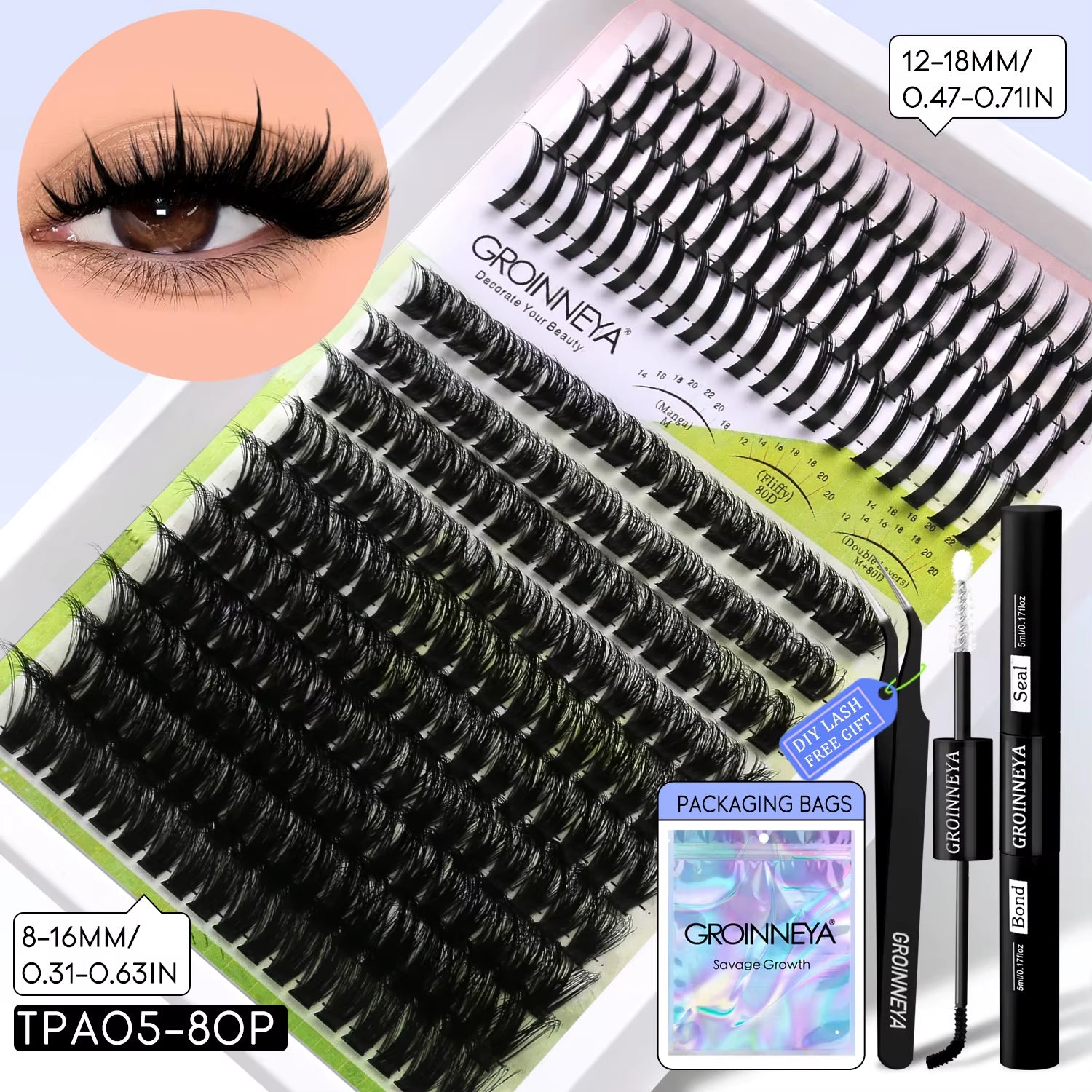 Lash Clusters Kit DIY Manga Cluster Lashes Set Spikes Lashes Cluster Extension Full Set Individual Eyelashes Makeup