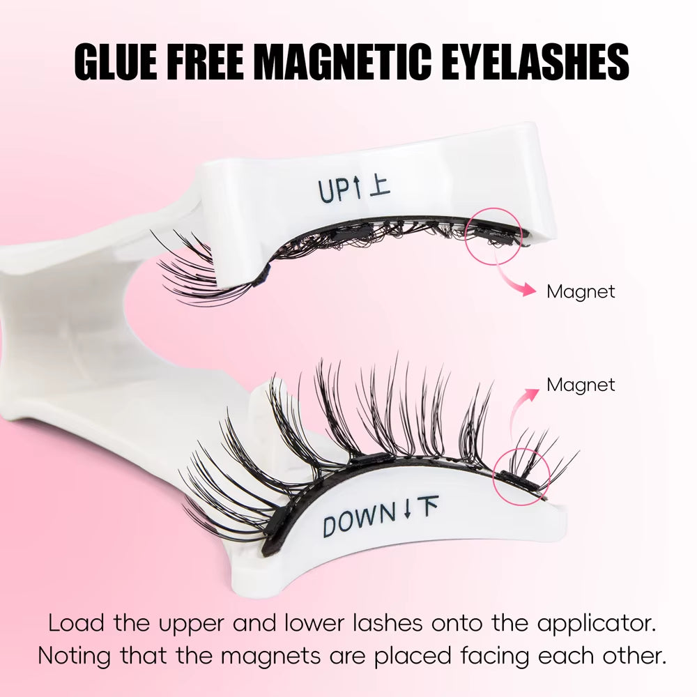 3D Natural Magnetic Eyelashes Kit No Glue Needed Fluffy Reusable Professional 3D Magnetic False Eyelashes