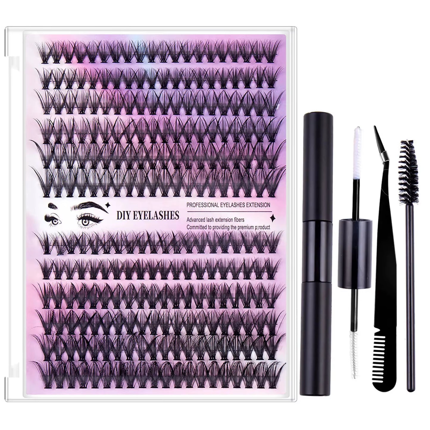 30D 40D False Eyelashes Bond and Seal Lash Glue Professional Soft Natural Cluster Lash Extension Tools Kit for Women Make Up