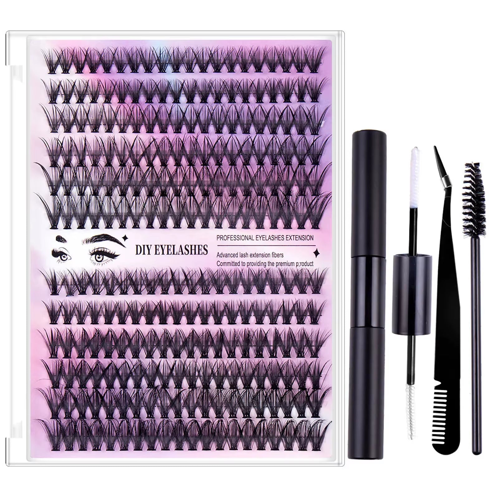 30D 40D False Eyelashes Bond and Seal Lash Glue Professional Soft Natural Cluster Lash Extension Tools Kit for Women Make Up