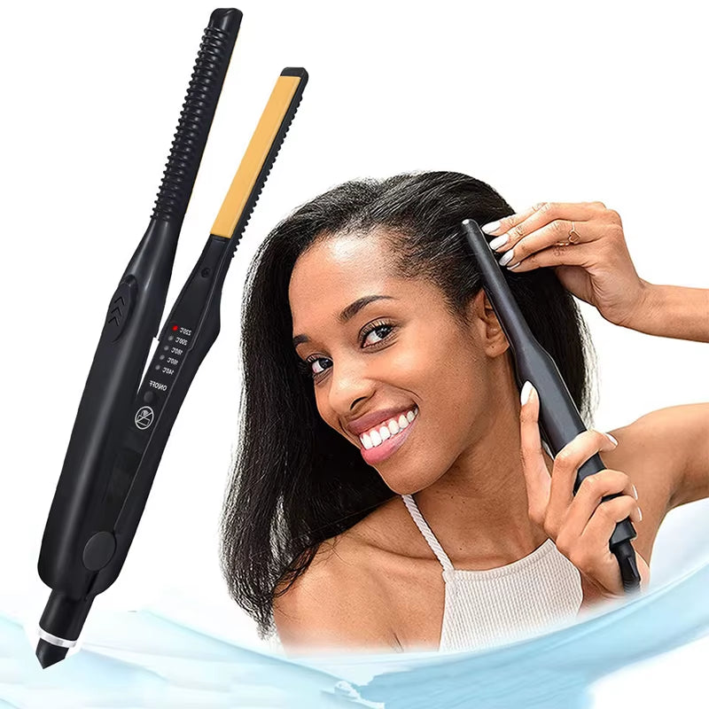 2 in 1 Hair Straightener Hair Curler Professional Ceramic Flat Iron for Short Hair Women and Men Beard Straightener