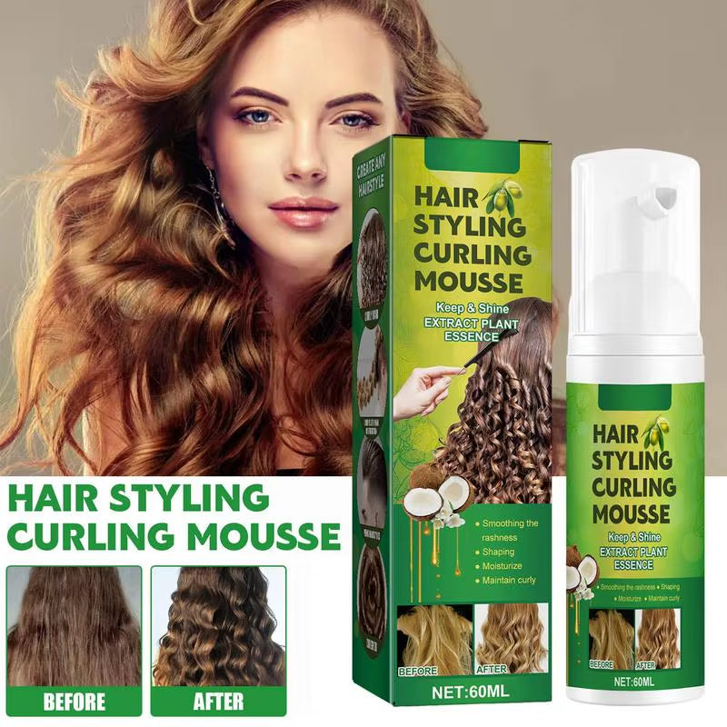 60Ml Curly Hair Products Styling Cream Curl Enhancer Anti-Frizz Hair Curling Repairing Mousse for Natural Curls for Women
