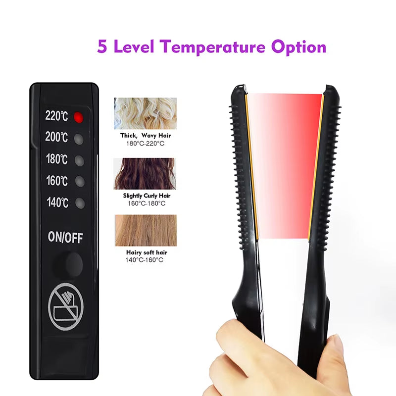 2 in 1 Hair Straightener Hair Curler Professional Ceramic Flat Iron for Short Hair Women and Men Beard Straightener