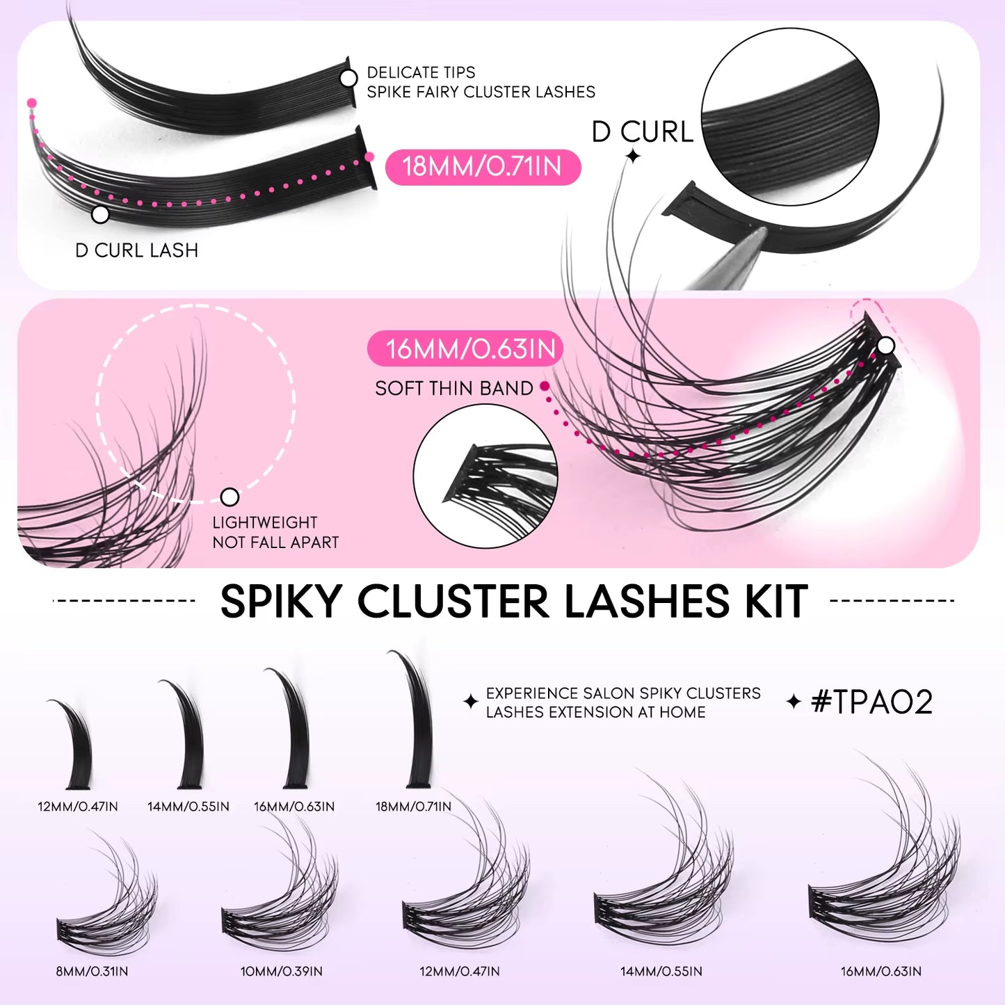 Lash Clusters Kit DIY Manga Cluster Lashes Set Spikes Lashes Cluster Extension Full Set Individual Eyelashes Makeup