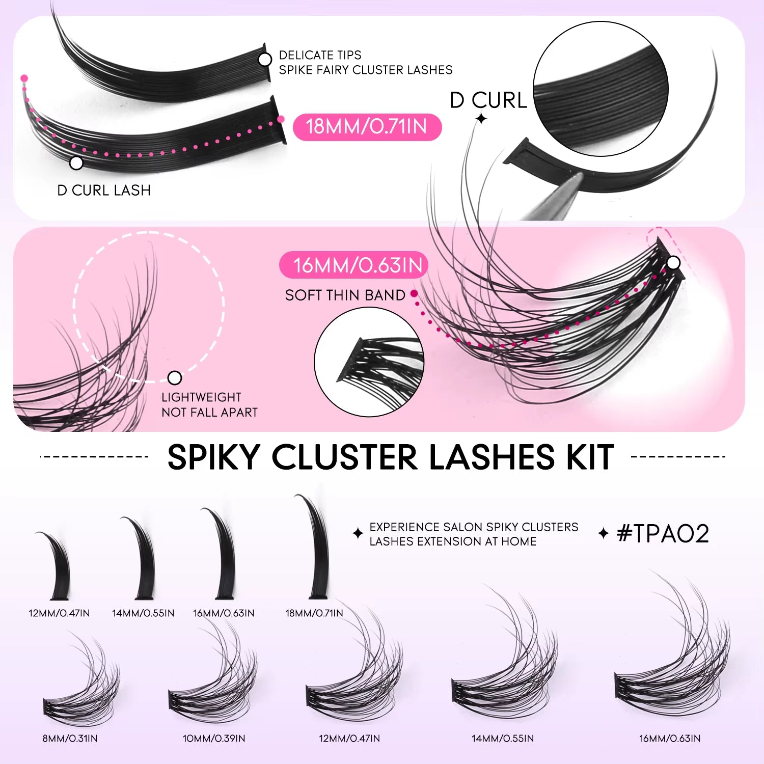 Lash Clusters Kit DIY Manga Cluster Lashes Set Spikes Lashes Cluster Extension Full Set Individual Eyelashes Makeup