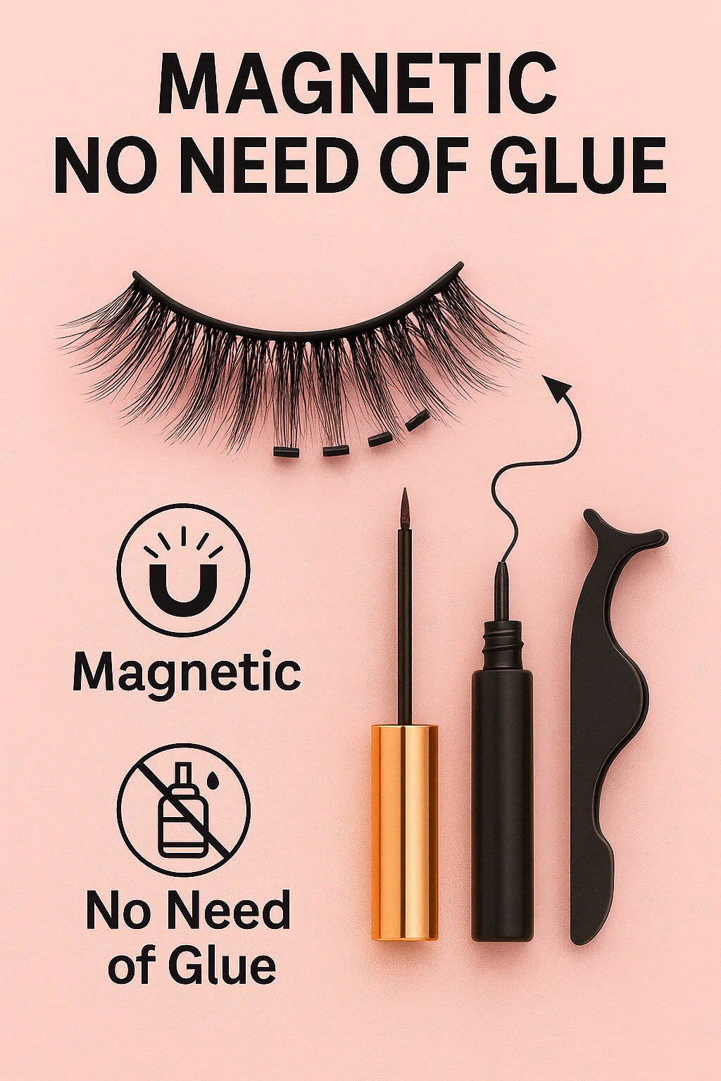 Magnetic Eyelashes & Eyeliner Kit – 7 Pairs Reusable 3D Wispy Lashes, Natural & Fluffy False Eyelashes Set with 7 Styles for Everyday & Glam Looks