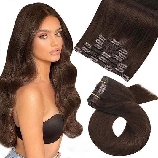 [Hot Sale]  Clip in Hair Extensions Real Natural Hair Remy Straight Set 5&7 Pcs Brazilian Clip in Human Hair Extensions